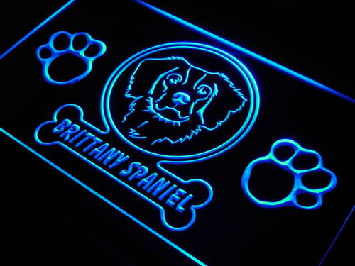 Brittany Spaniel Dog Paw Print Neon Light Sign